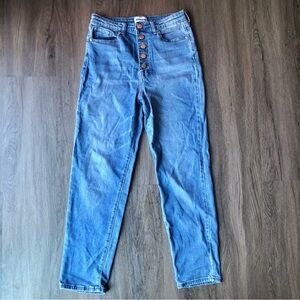Abound High Rise Mom Jeans Size 26 Blue Denim Pants Button Fly Tapered Retro
